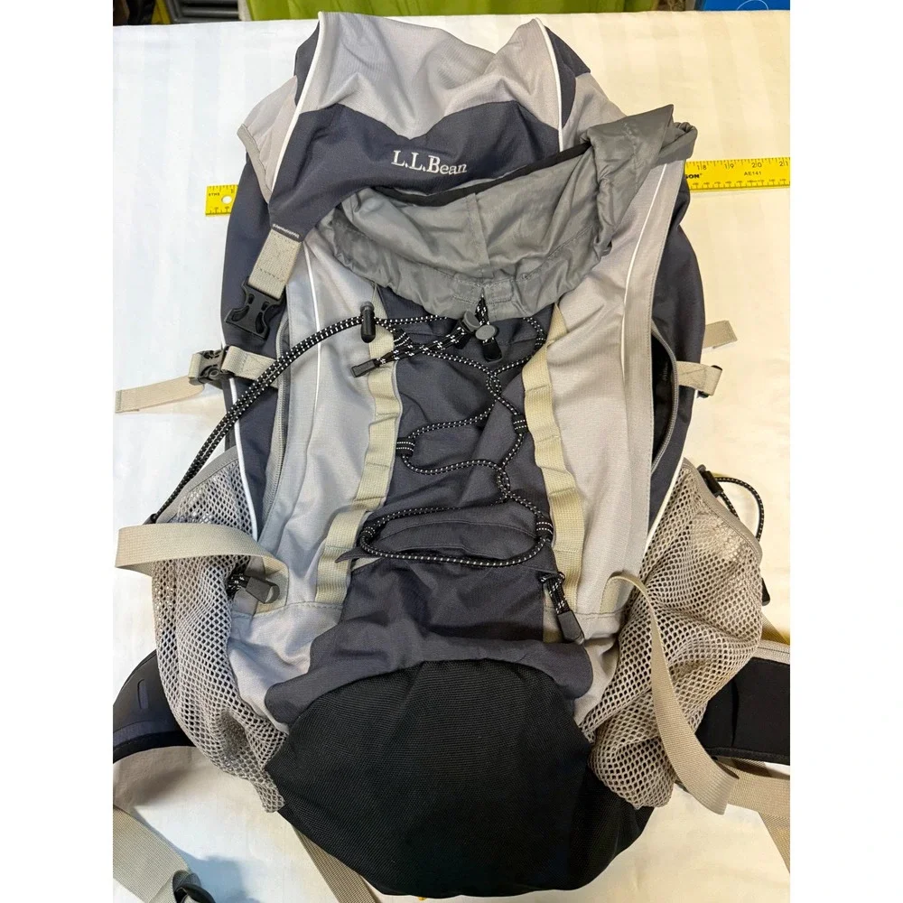 LL Bean Hiking H2O Backpack Gray Charcoal Technical Daypack with Rain Cover